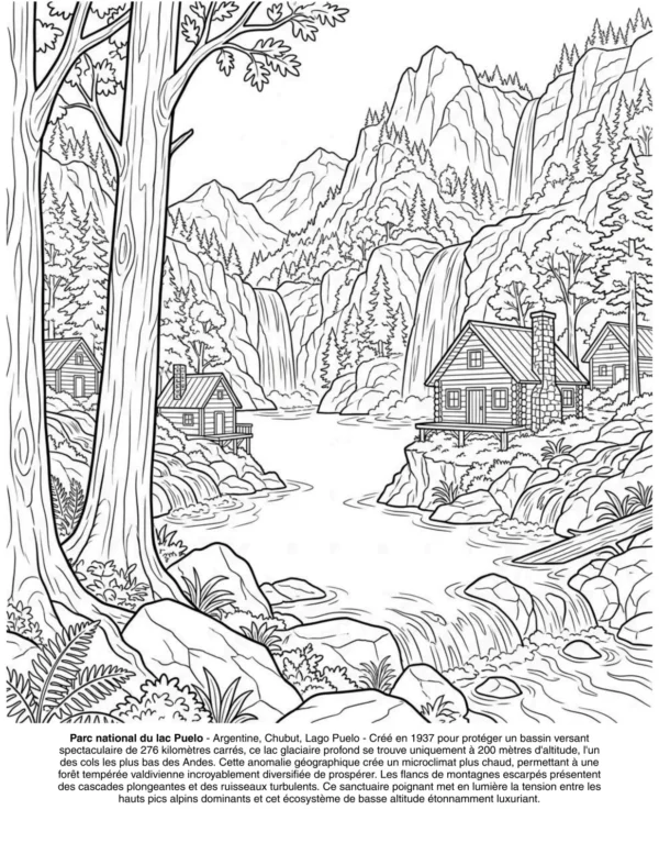 Page 30 du livre de coloriage Paysages de Patagonie