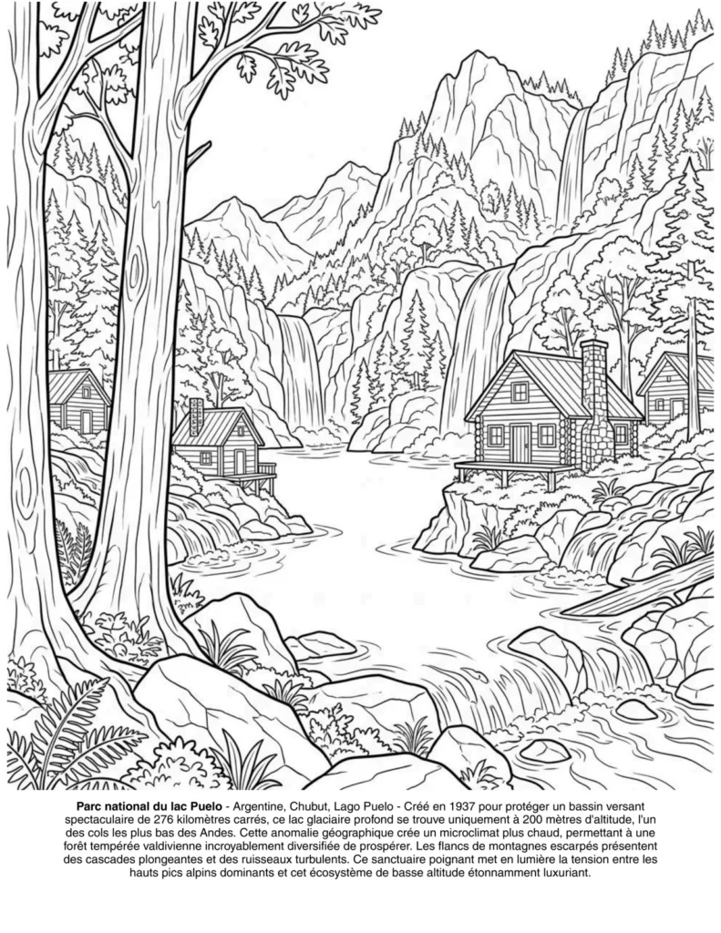 Paysages de Patagonie : le Livre de Coloriage