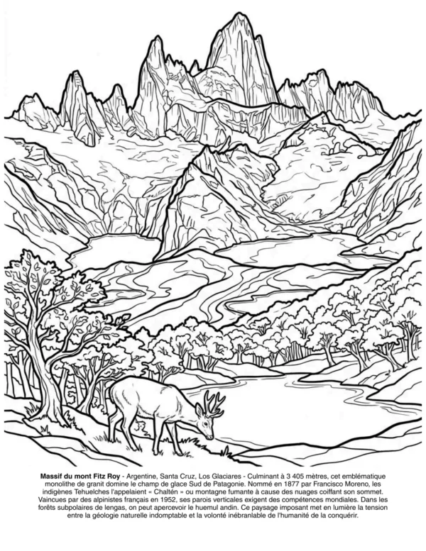Page 5 du livre de coloriage Paysages de Patagonie