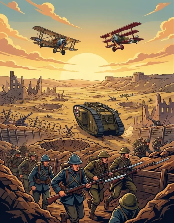 Quatrieme de couverture du livre de coloriage Premiere Guerre Modiale