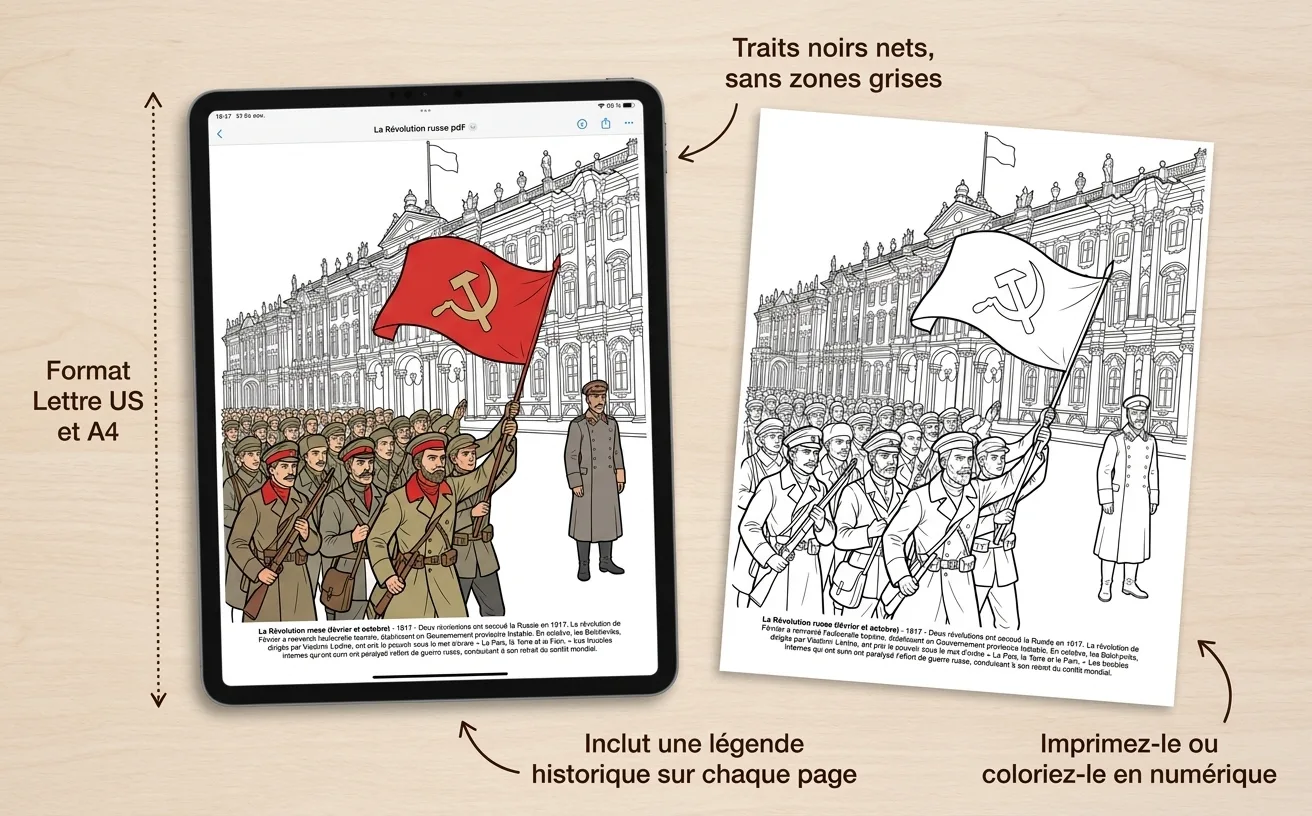 Premiere Guerre Modiale : le Livre de Coloriage — PDF numérique