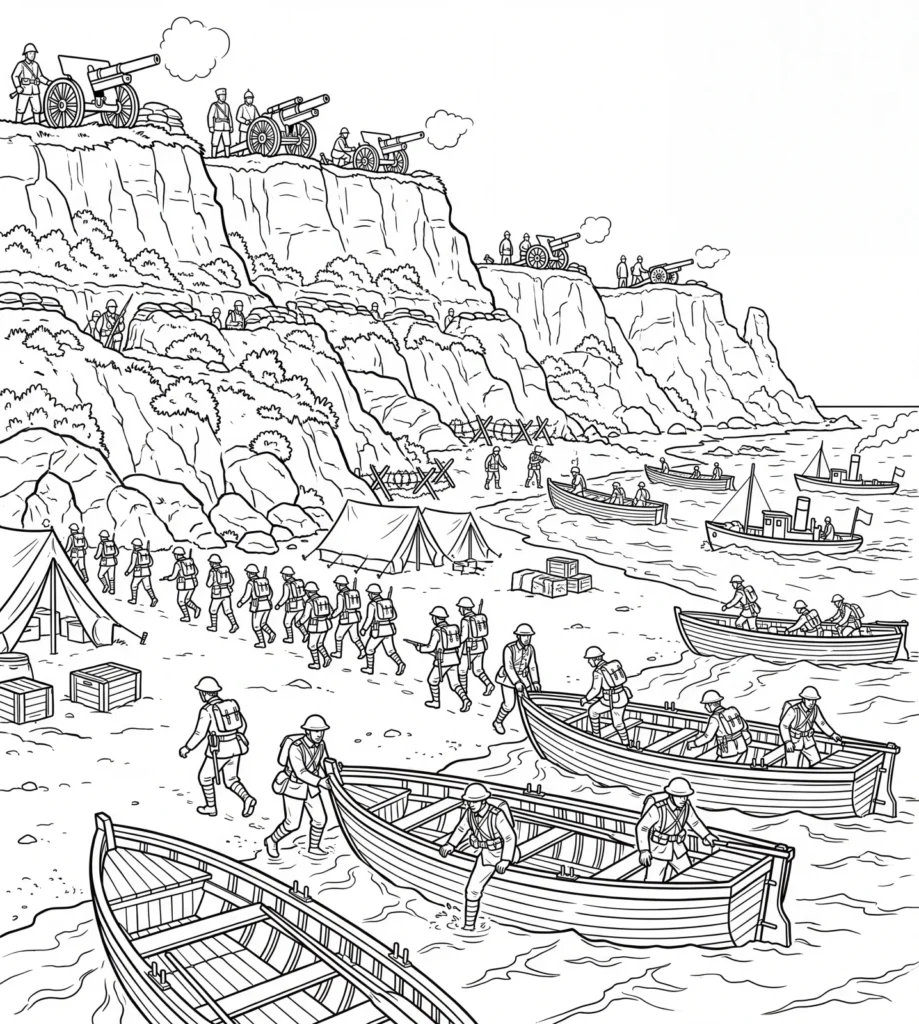 Illustration originale, Premiere Guerre Modiale : le Livre de Coloriage