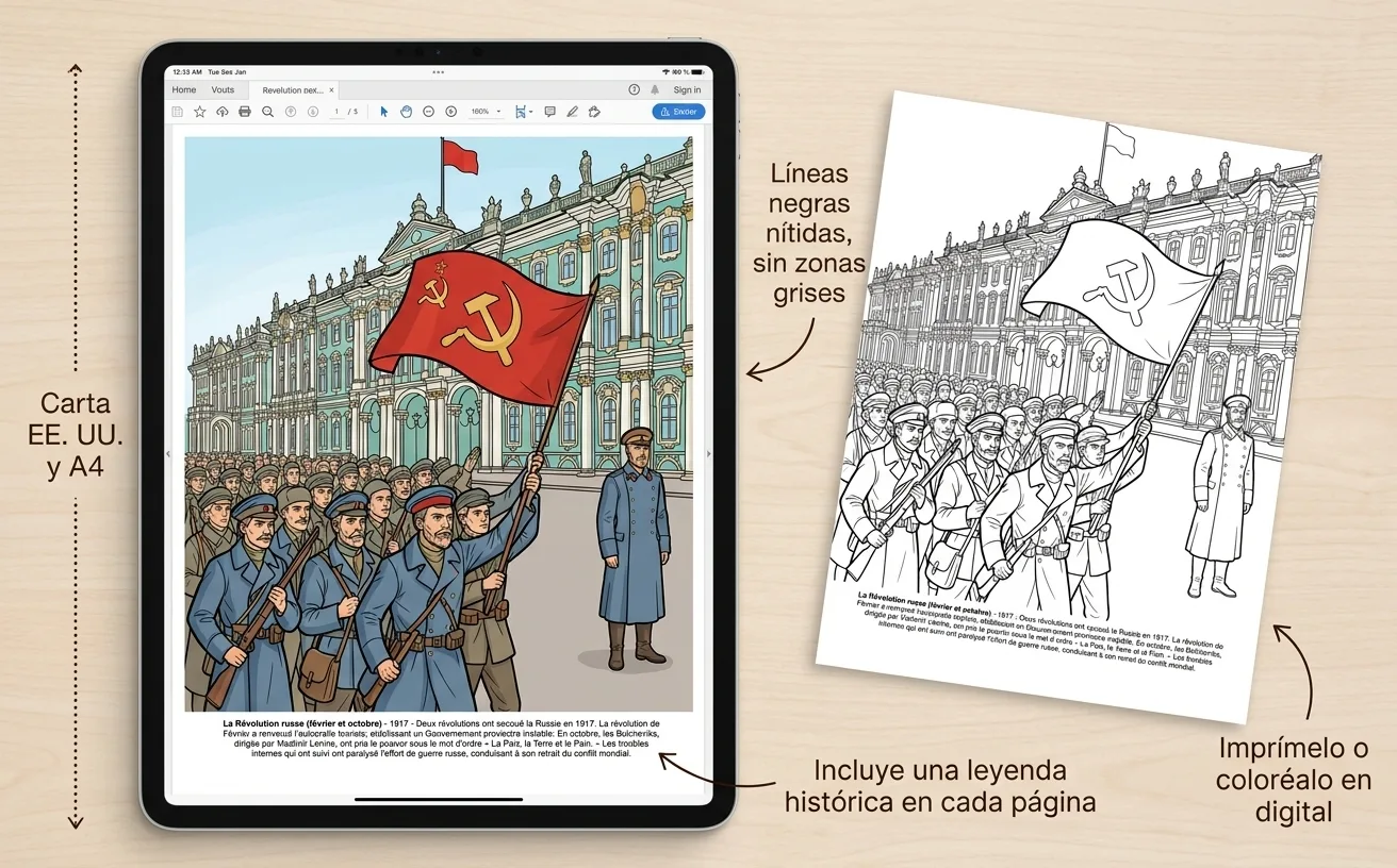 Primera Guera Mundial: el Libro de Colorear — PDF digital