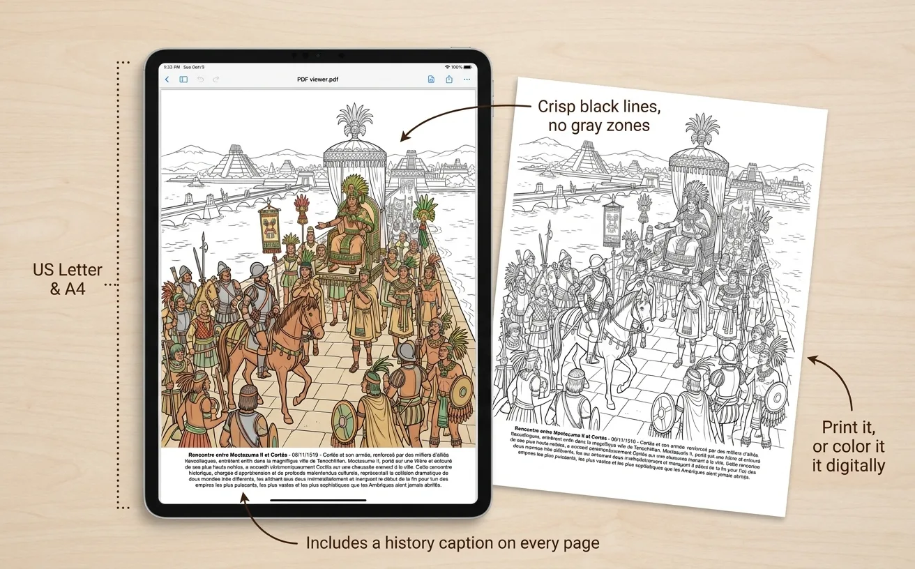 The Aztecs History: the Coloring Book — Digital PDF