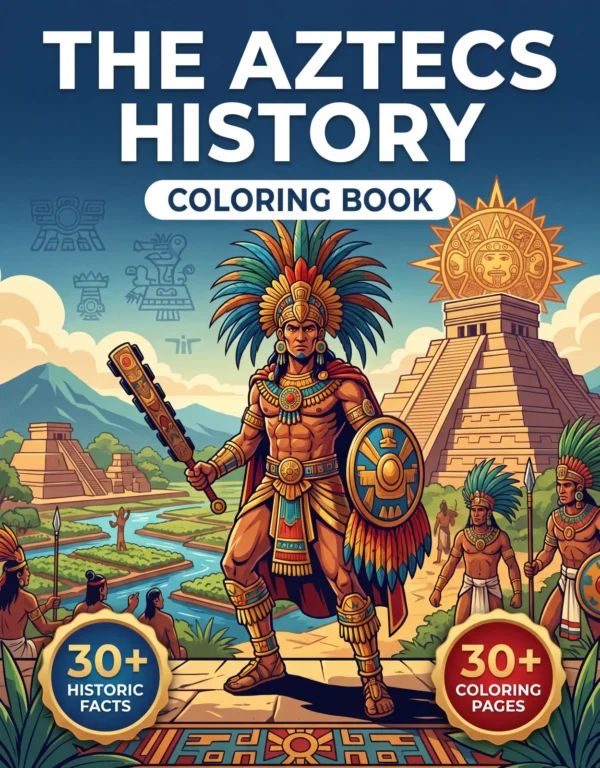 The Aztecs History — front cover (en) The Aztecs History coloring book front cover