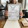 The Aztecs History — person ipad (en) A person colouring the The Aztecs History coloring book on an iPad