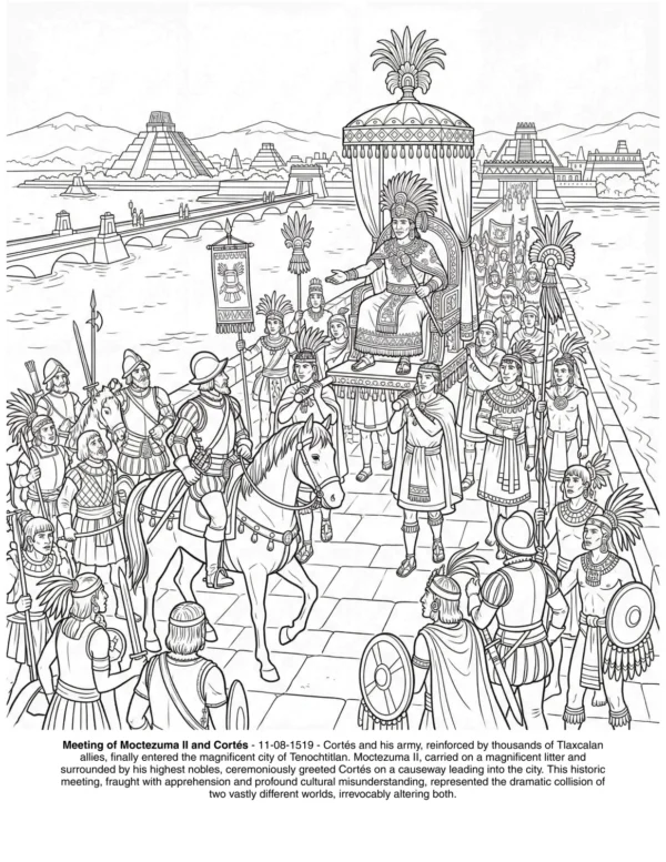 The Aztecs History — preview (en) Page 30 of the The Aztecs History coloring book