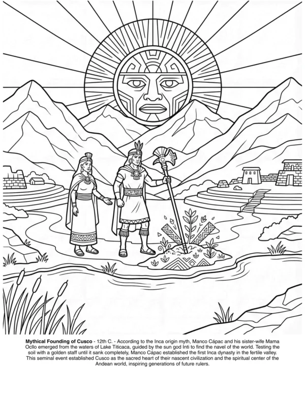 Page 5 of the The Incas Empire coloring book