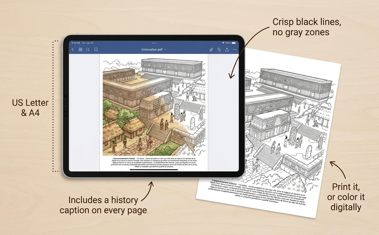 The Maya Civilization: the Coloring Book — Digital PDF