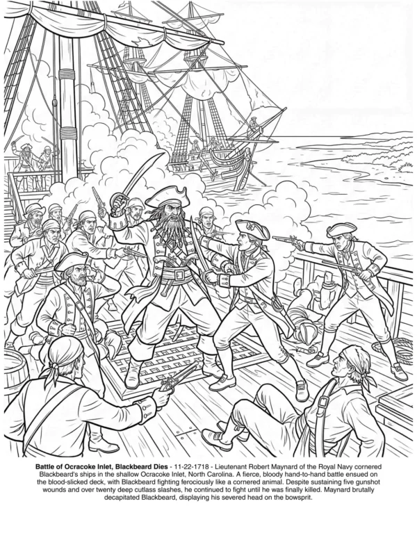 Page 30 of the The Pirates History coloring book