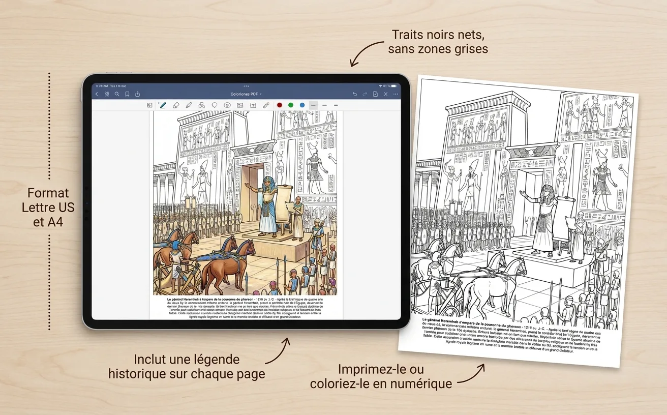 Toutankhamon: le Livre de Coloriage — PDF numérique