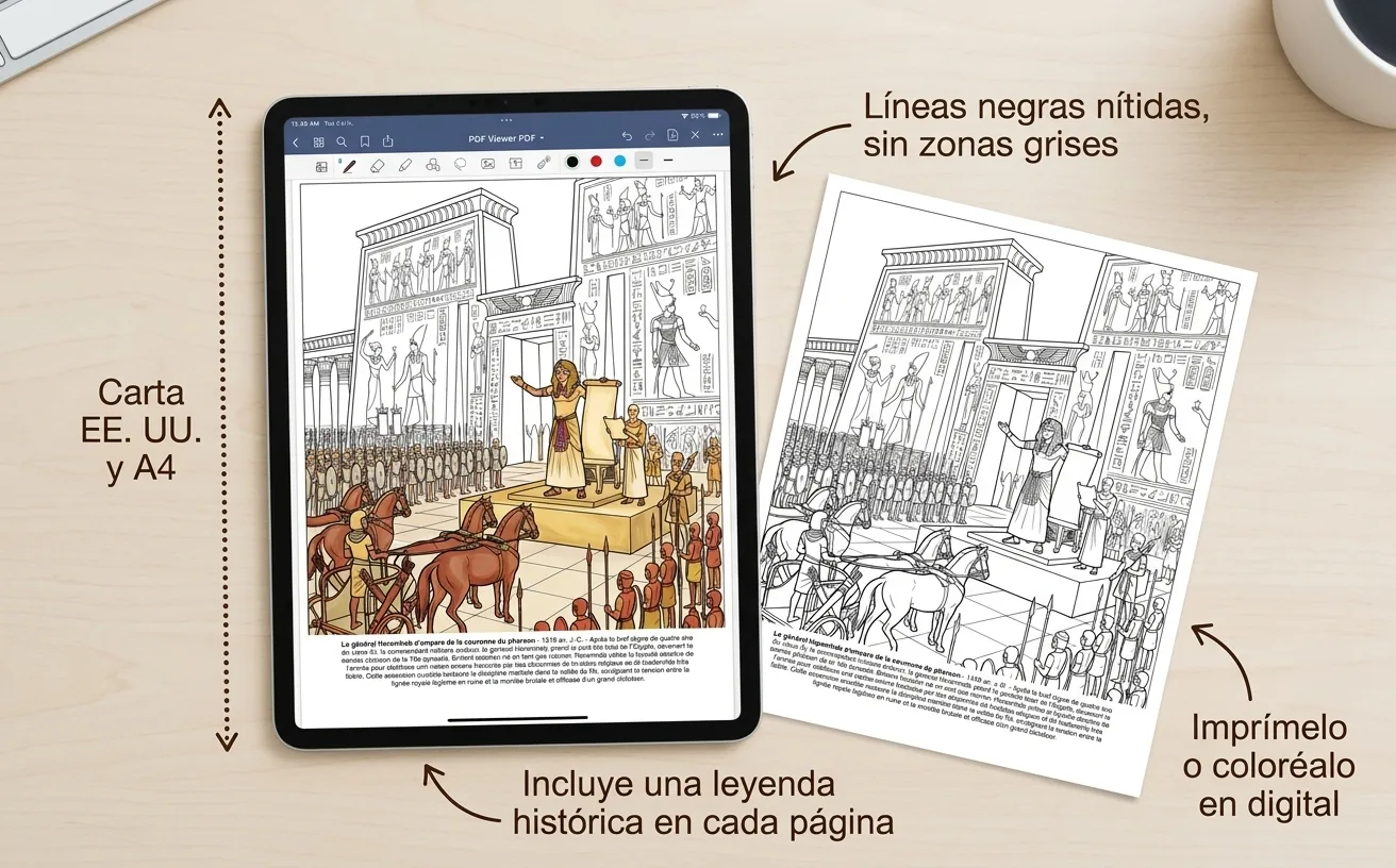 Tutankamun: el Libro de Colorear — PDF digital