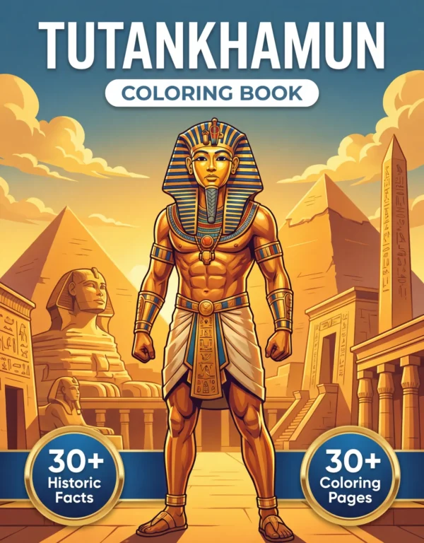 Tutankhamun coloring book front cover
