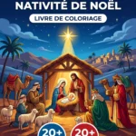Couverture du livre de coloriage L'Histoire de la Nativité de Noël