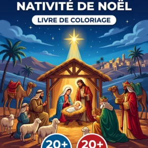 Couverture du livre de coloriage L'Histoire de la Nativité de Noël