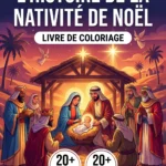 Couverture du livre de coloriage L'Histoire de la Nativité de Noël