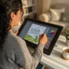 Una persona coloreando el libro de colorear La Mitología Griega en un iPad