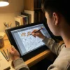 Une personne colorie le livre de coloriage La Sainte Bible sur un iPad