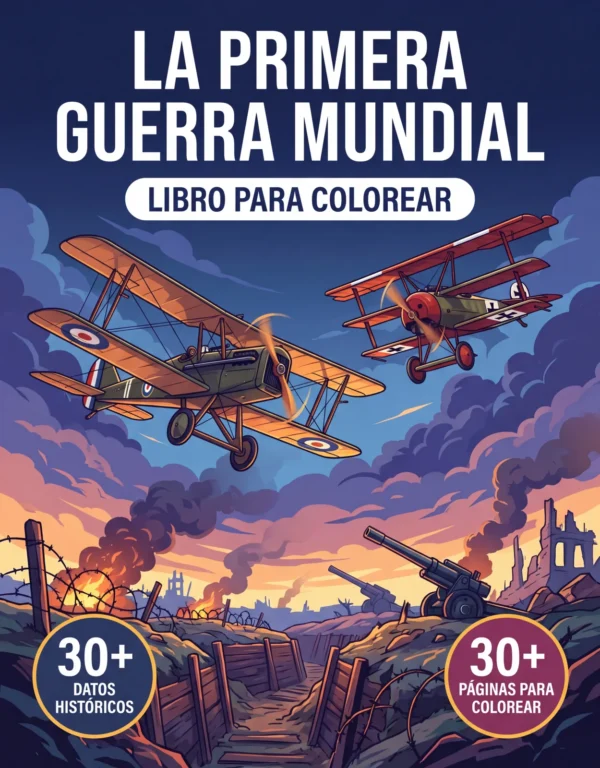 Portada del libro de colorear Primera Guerra Mundial