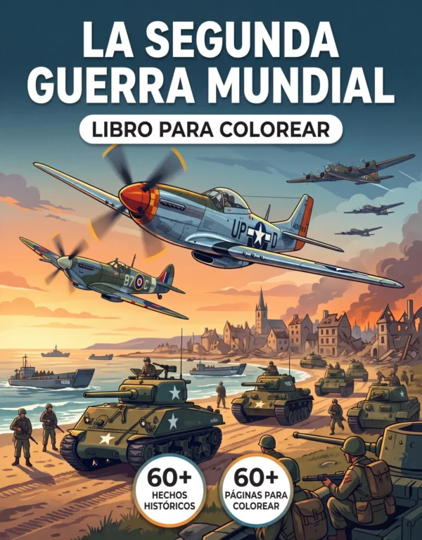 Portada del libro de colorear Segunda Guerra Mundial