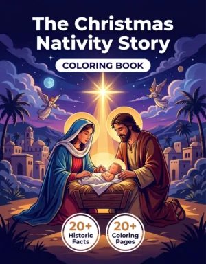 The Christmas Nativity Story coloring book front cover