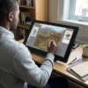 A person colouring the The Incas Empire coloring book on an iPad